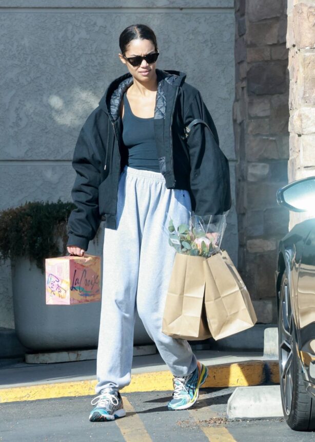 Laura Harrier - Seen after grocery shopping at Gelson's Markets in Los Feliz