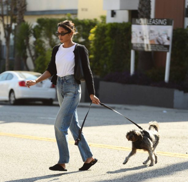 Laura Harrier - Seen during an outing with her dog in West Hollywood