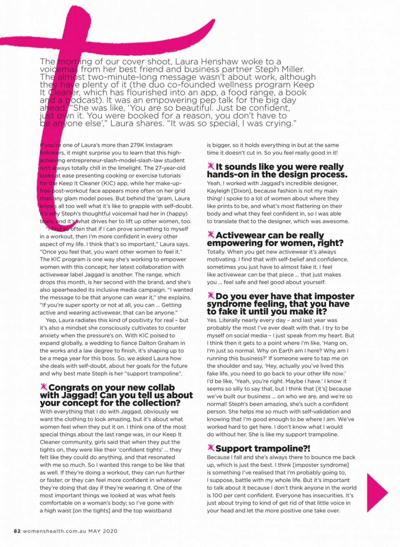 Laura Henshaw â€“ Womenâ€™s Health Australia Magazine (May 2020)