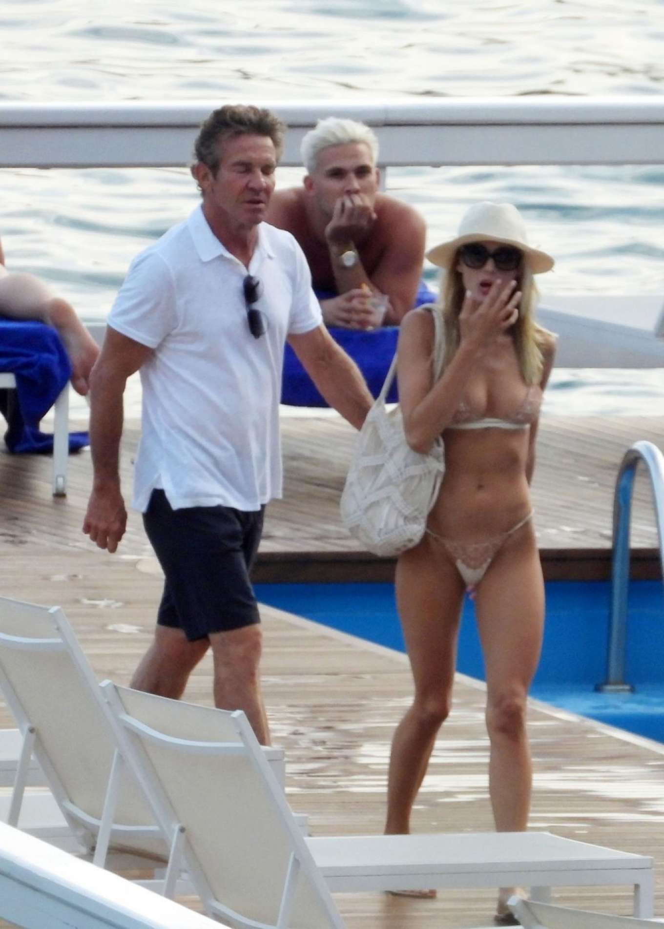 Laura Savoie and Dennis Quaid - In bikini on holiday at Villa D’Este in Lak...