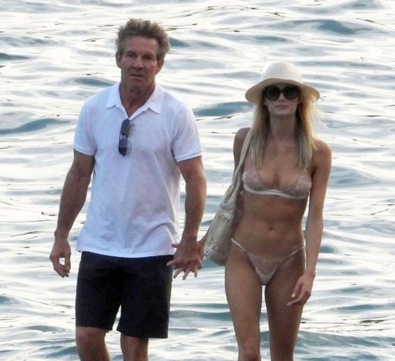 Laura Savoie and Dennis Quaid - In bikini on holiday at Villa D'Este in Lake Como