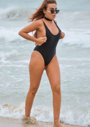 Laura Simpson - Swimsuit Candids on Beach in Majorca