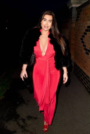 Lauren Goodger in red on a night out in Essex