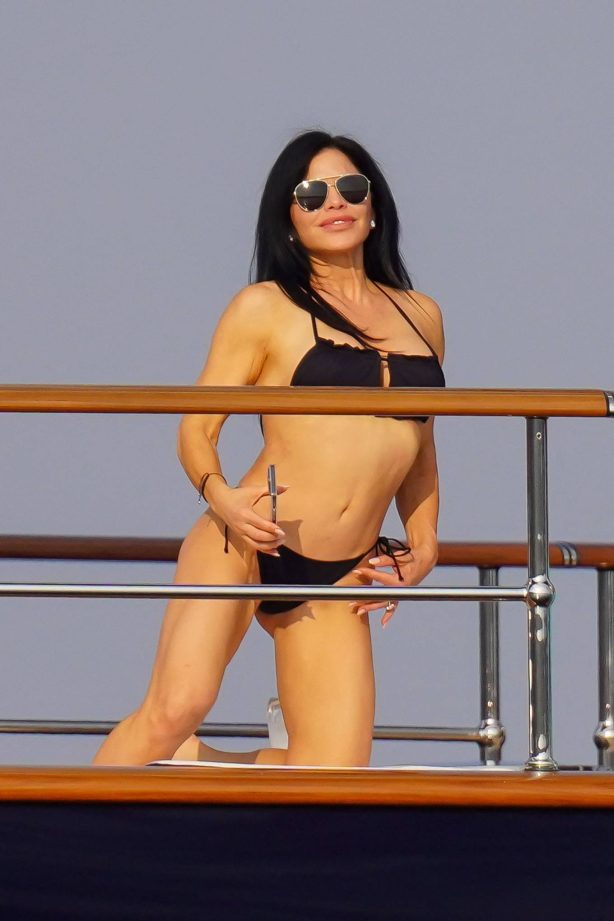 Lauren Sanchez - In a black bikini on a $500 Million mega yacht Koru in Beaulieu sur Mer