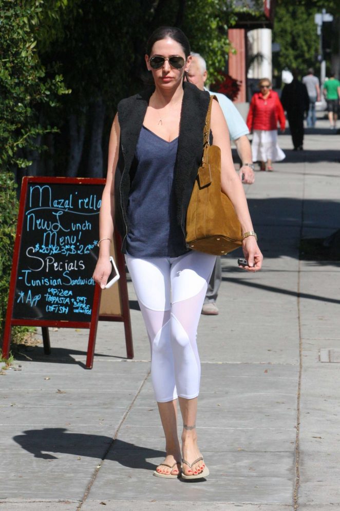 Lauren Silverman in White Tights out in Beverly Hills