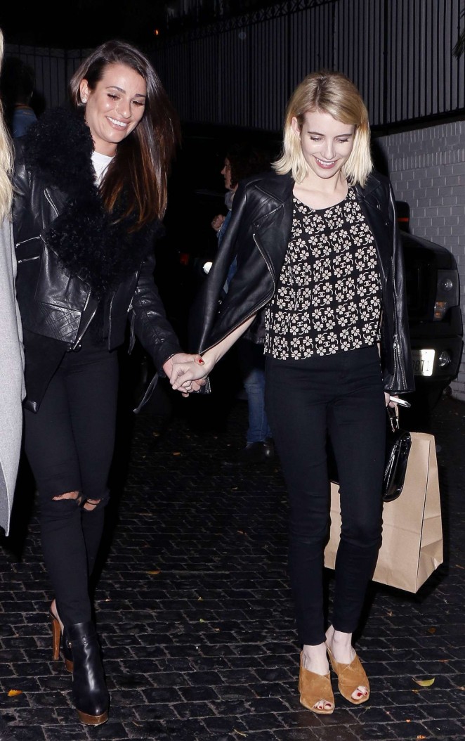 Lea Michele and Emma Roberts Leaving Chateau Marmont in Los Angeles