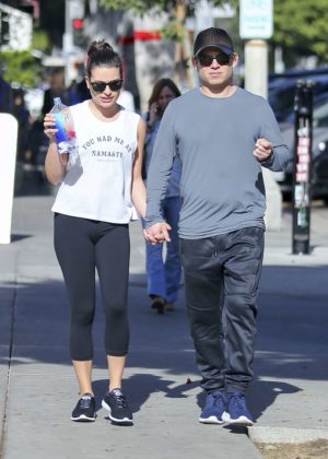 Lea Michele and Zandy Reich holding hands out in Los Angeles