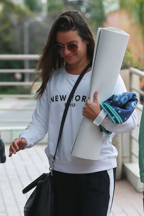 Lea Michele - Arriving at a yoga studio in Santa Monica