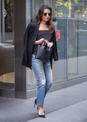 Lea Michele at an office building in New York City