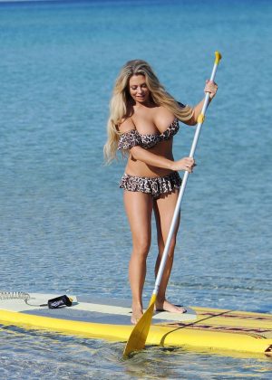 Bianca Gascoigne in Bikini Paddleboarding in Ibiza