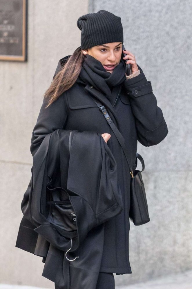 Lea Michele in Black out in New York