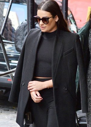 Lea Michele in Black out in SoHo