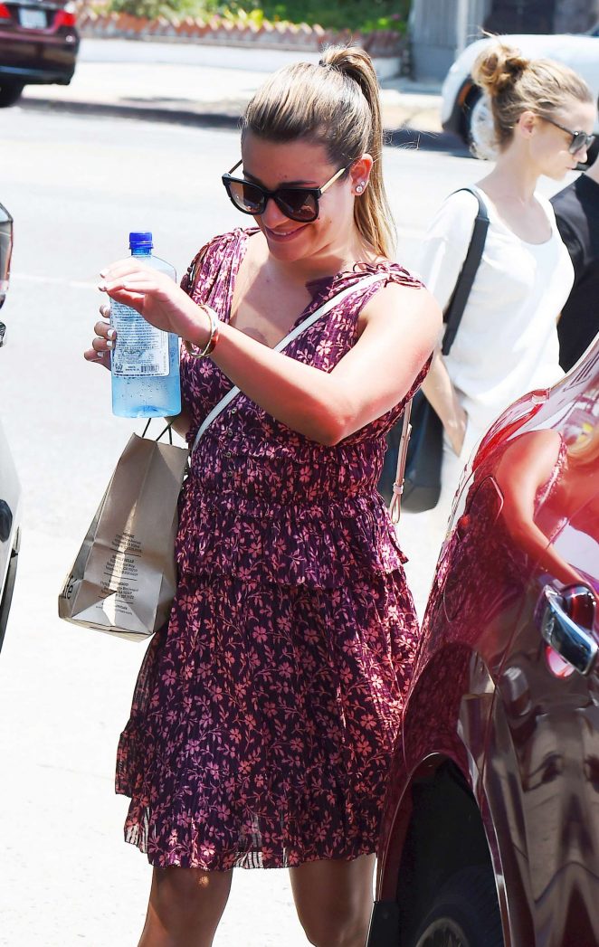 Lea Michele in Floral Dress out in West Hollywood