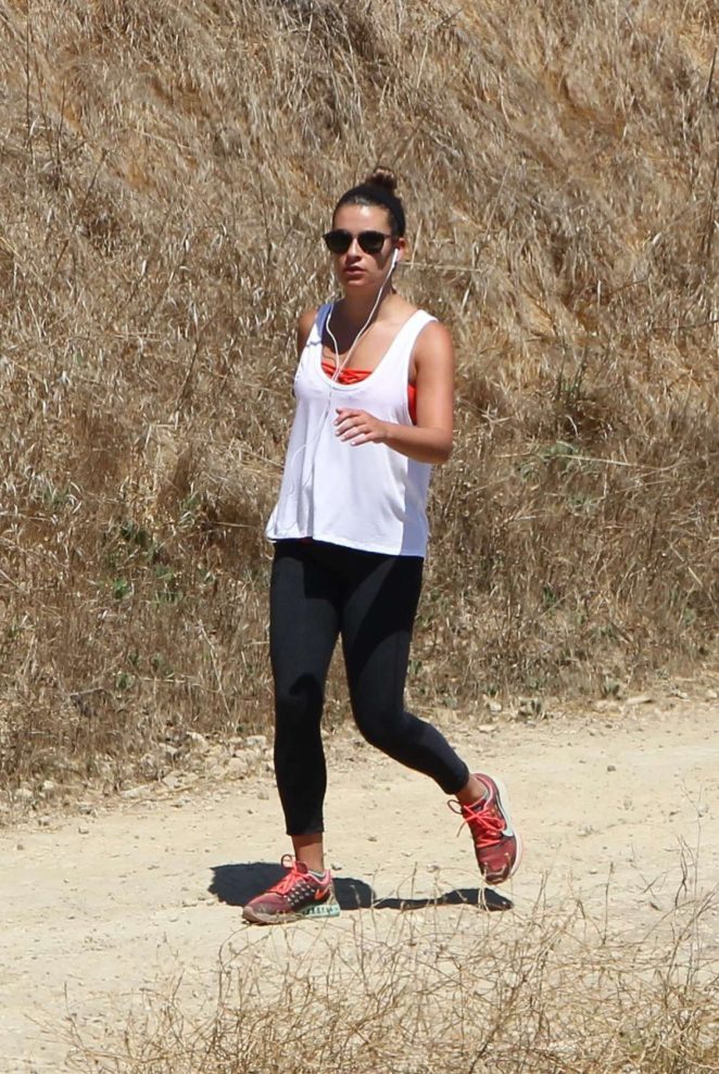 Lea Michele in Tights hike in Los Angeles