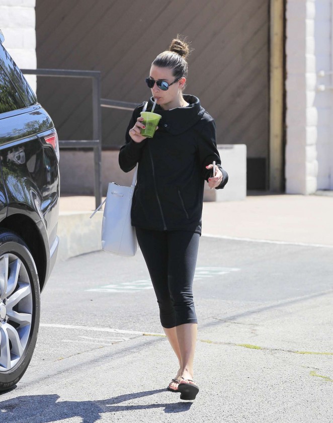 Lea Michele in Tights Leaving a gym in Santa Monica