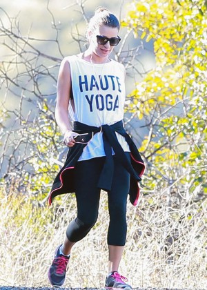 Lea Michele in Tights out for a hike in Los Angeles