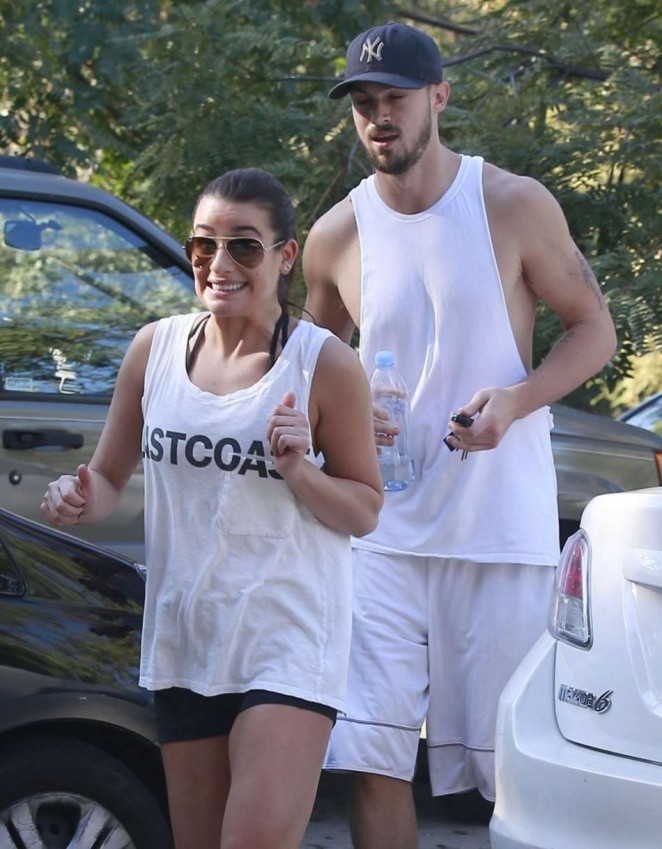 Lea Michele in Shorts out on a hike in LA