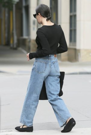 Lea Michele - Pictured in her jeans a black top and loafers in New York