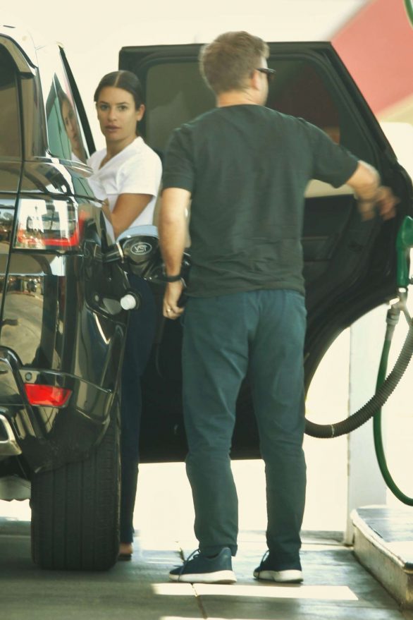 Lea Michele - Pumping gas in LA