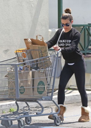 Lea Michele Shopping at Whole Foods in LA