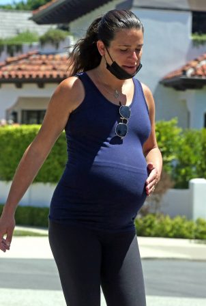 Lea Michele - Shows baby bump while out for a walk in Santa Monica