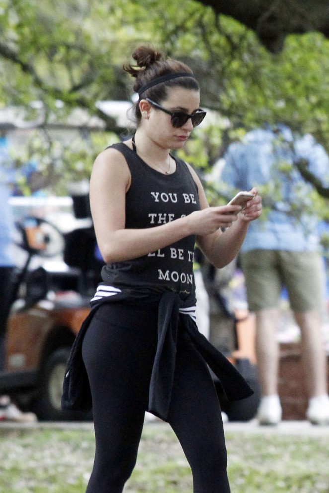 Lea Michele - Walk in the park in New Orleans