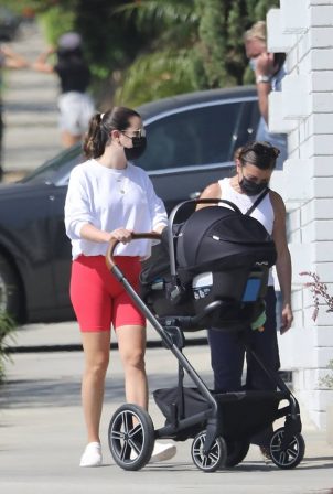 Lea Michele - With her baby out for a walk in Santa Monica