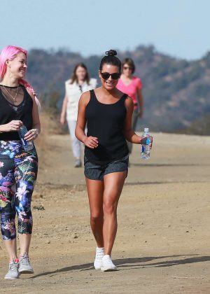 Lea Michelle - Out for a hike with her friend in Los Angeles