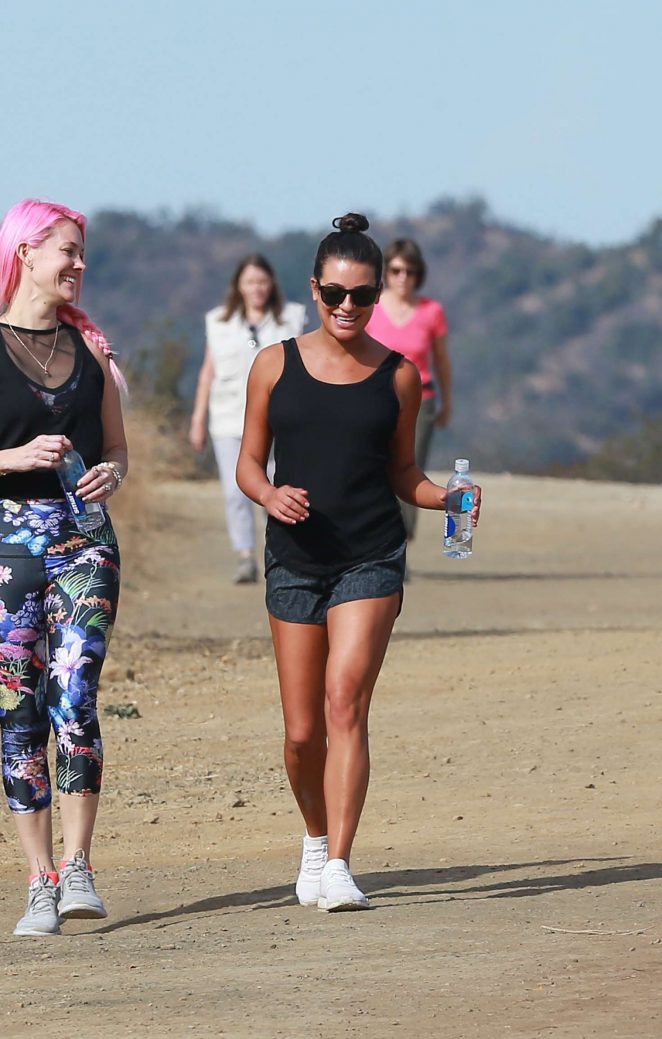 Lea Michelle - Out for a hike with her friend in Los Angeles