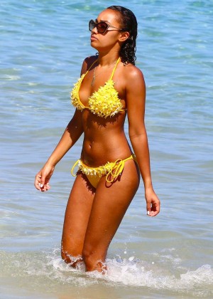 Leigh-Anne Pinnock in Yellow Bikini in Jamaica