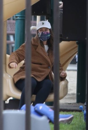 Leighton Meester - At a park with her daughter in Los Angeles