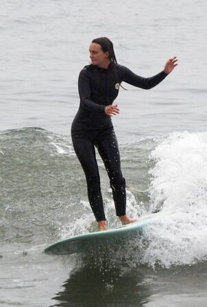 Leighton Meester - shows her surfing skills in Malibu