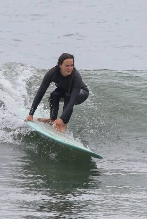 Leighton Meester - Spotted at surf session off the coast of Santa Monica