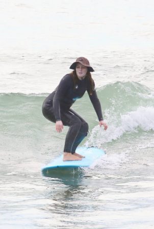 Leighton Meester - Surf session with her husband in Malibu