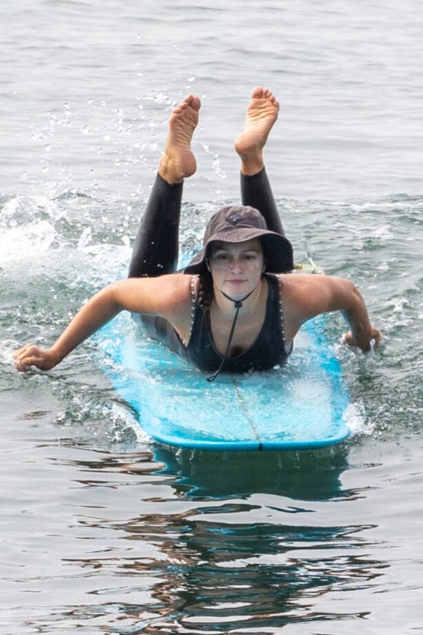 Leighton Meester - Surfing with her husband in Malibu
