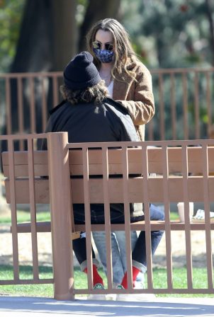 Leighton Meester - With Adam Brody seen at the park in Los Angeles