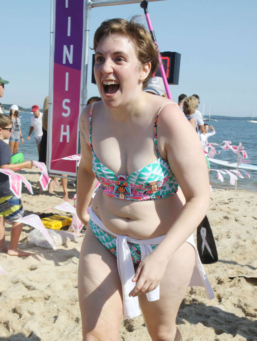 Lena Dunham - Wearing Bikini at 'Paddle For Pink' Event in Sag Ha...