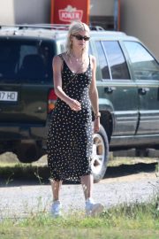 Lena Gercke in Summer Dress - Arrives at the beach in St. Tropez