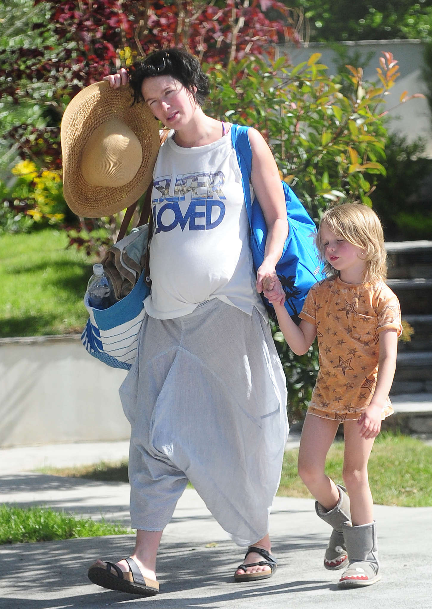 Lena Headey - Leaving a pool party with her son in Los Angeles. 