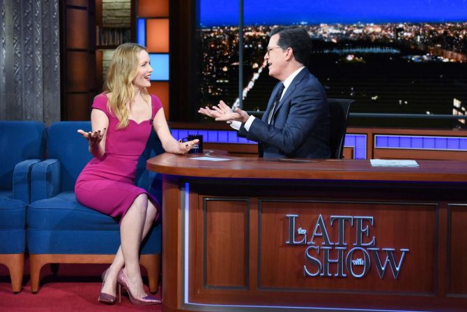 Leslie Mann on The Late Show With Stephen Colbert in NYC