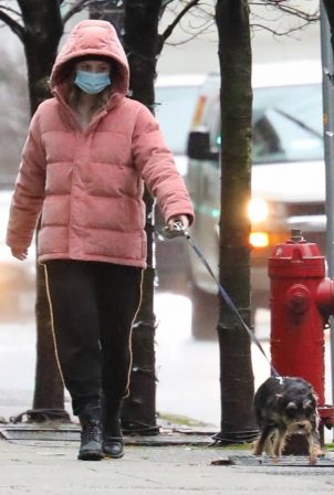 Lili Reinhart - Dresses warmly while out with her dog Milo in Vancouver