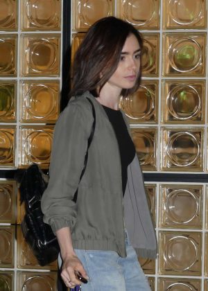 Lilly Collins - Leaving a hair salon in West Hollywood