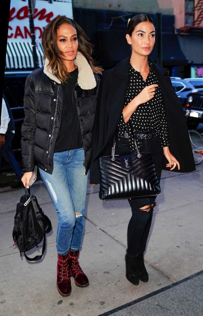 Lily Aldridge and Joan Smalls - Head out for dinner in New York