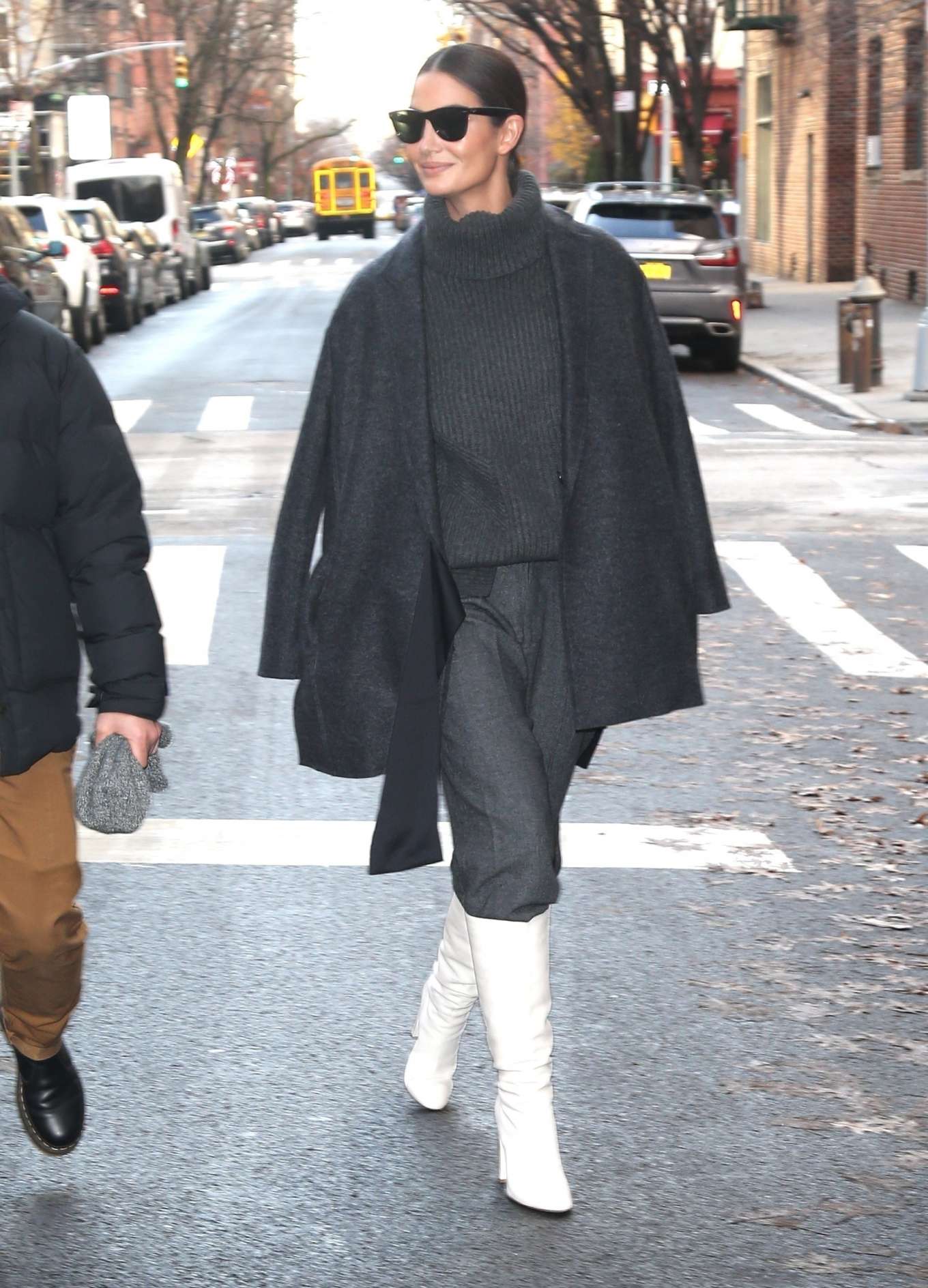 Lily Aldridge in White Boots - Leaves her perfume pop up in New York ...