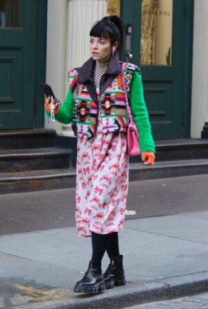 Lily Allen - In a colorful and quirky outfit while shopping around Manhattan’s Soho area