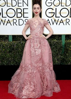 Lily Collins - 74th Annual Golden Globe Awards in Beverly Hills