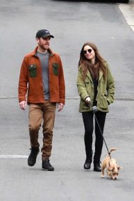 Lily Collins and Charlie McDowell take their daily walk