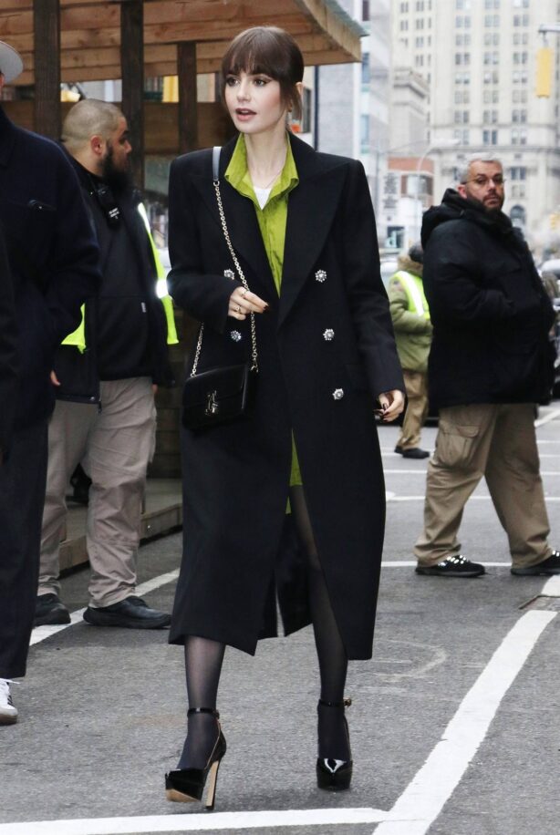 Lily Collins - Arriving at Emily in Paris Pop-up event on Center Street in New York
