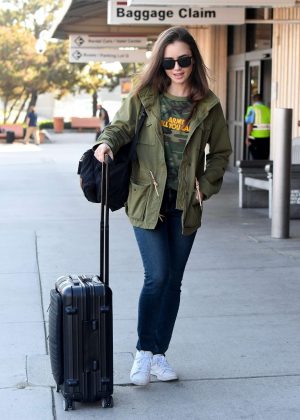 Lily Collins at Burbank Airport in Los Angeles