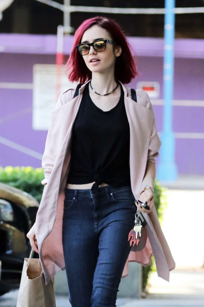 Lily Collins at Earthbar in West Hollywood